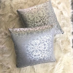 NEVER USED Decorative pillows in metallic silver